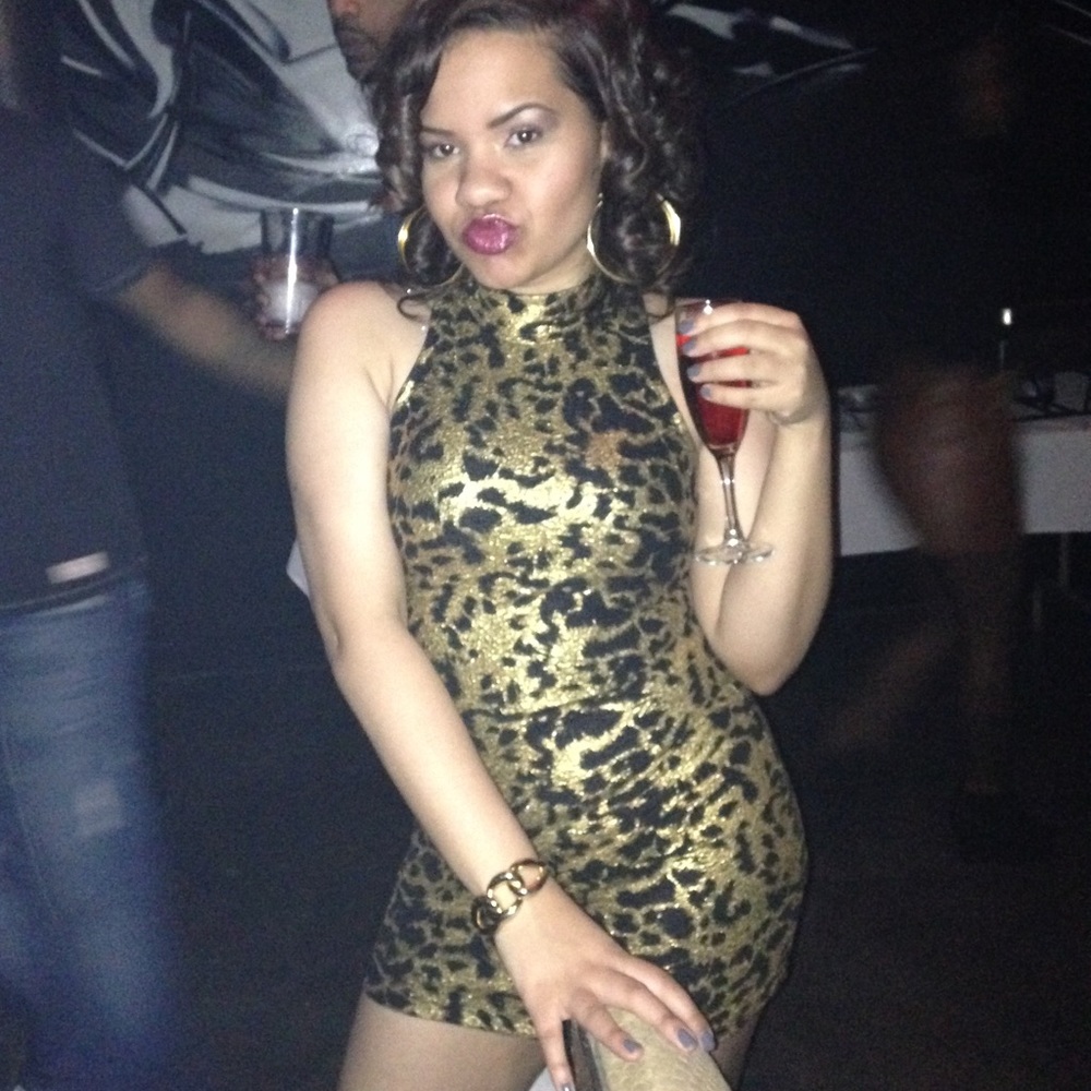 Black and Gold Mini Dress - Size M